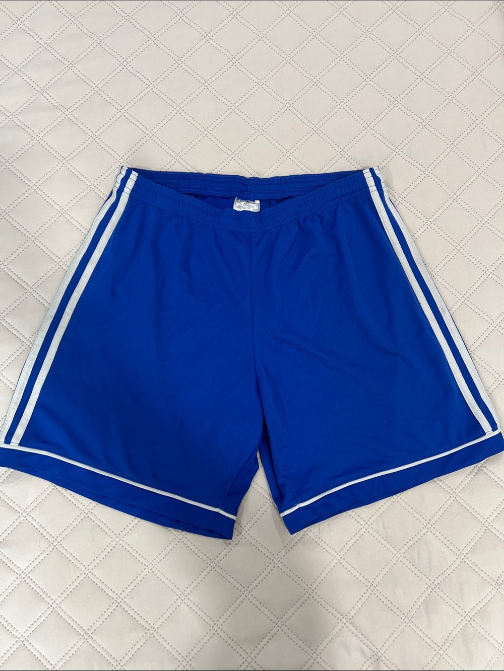 adidas Royal Blue Athletic Shorts with White Stripes